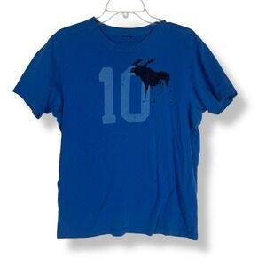 Vintage Y2K Abercrombie Blue Moose T-Shirt Mens Size Medium Single Stitch Preppy